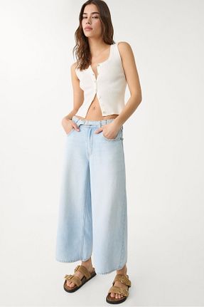 شلوار جین آبی زنانه پاچه گشاد Stradivarius - کد 931307462