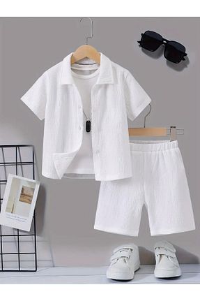 ست بالاتنه و پائین تنه سفید بچه گانه بافت Eysaah - کد 931475237