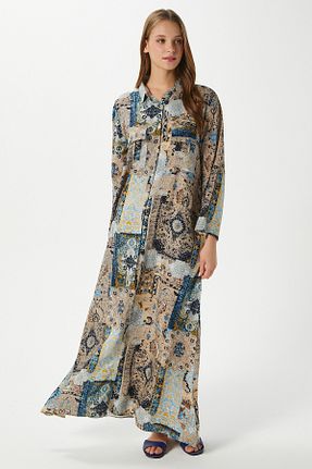 لباس حجاب بژ زنانه اورسایز Ritnice - کد 931347533
