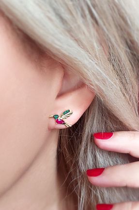 گوشواره نقره طلائی زنانه 925 عیار VAOOV - کد 931334765