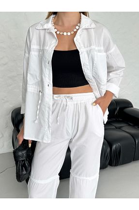 ست بالاتنه و پائین تنه سفید زنانه بافتنی SOLİS MODA - کد 931334151
