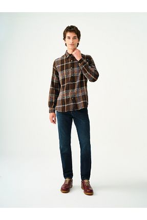 پیراهن قهوه ای مردانه ریلکس فیت Loft - کد 859029805