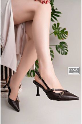 کفش استایلیتو قهوه ای پاشنه نازک Demashoes - کد 902052654