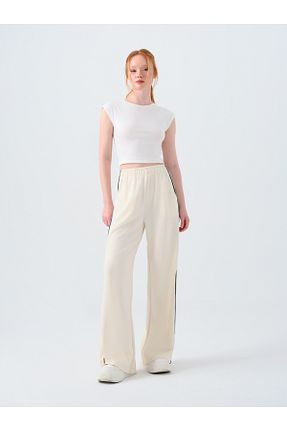 شلوار کرمگن نباتی زنانه پاچه گشاد Loft - کد 922269571