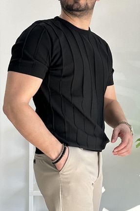 تیشرت مشکی مردانه رگولار GOLEM - کد 924637006