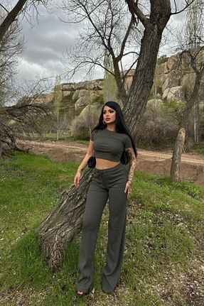 ست بالاتنه و پائین تنه خاکی زنانه بافتنی Siner Fashion - کد 925991191