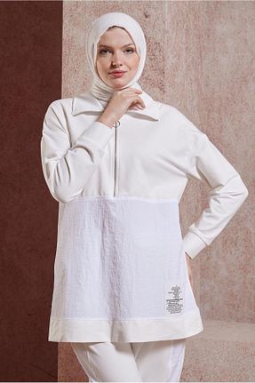 ست بالاتنه و پائین تنه حجاب سفید زنانه رگولار Alvina - کد 833409504