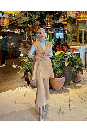 ست بالاتنه و پائین تنه حجاب بژ زنانه رگولار Milenastyle - کد 931409246