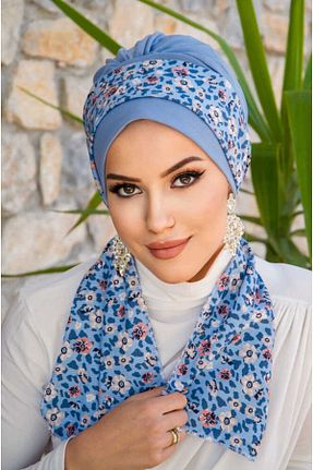 کلاه شنای حجاب آبی زنانه Aişe Tesettür - کد 827151660