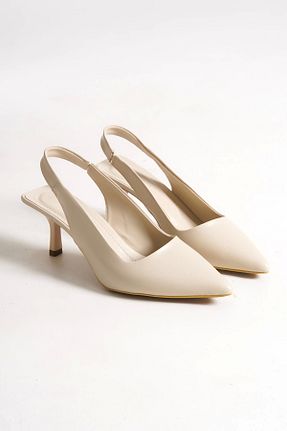 کفش پاشنه بلند کلاسیک بژ زنانه چرم مصنوعی EFW - کد 736179973