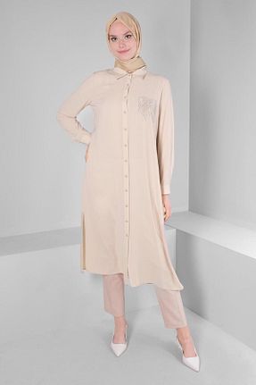 تونیک حجاب بژ زنانه پلی استر Alvina - کد 805631047
