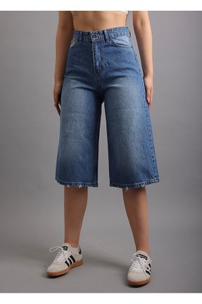 شلوارک و برمودا آبی زنانه فاق بلند AREF JEANS - کد 931440132