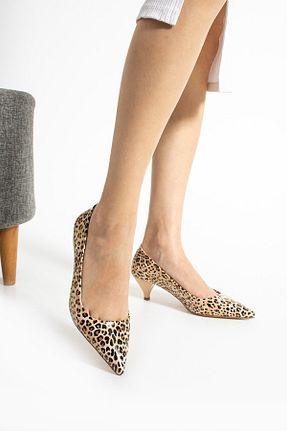 کفش پاشنه بلند کلاسیک بژ زنانه چرم مصنوعی Güllü Shoes - کد 931434310