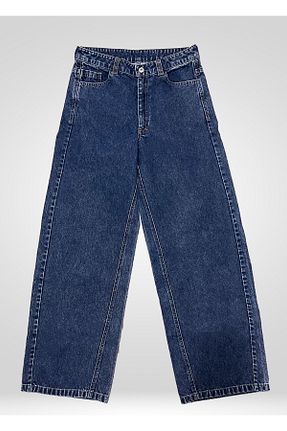 شلوار جین سایز بزرگ آبی زنانه پاچه گشاد Butik - کد 931451507