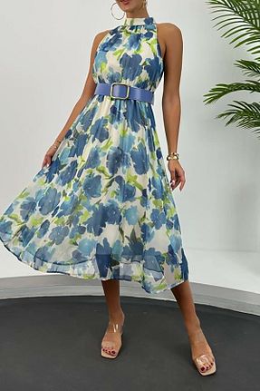لباس آبی زنانه بافتنی XXL BUTİK - کد 931457705