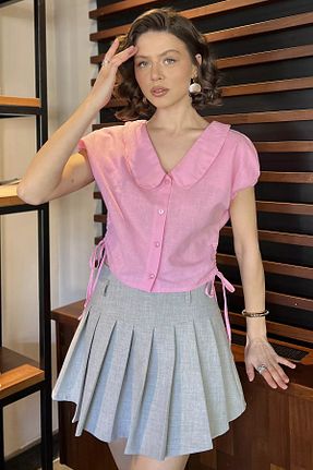پیراهن صورتی زنانه رگولار GÜLSELİ - کد 931451667