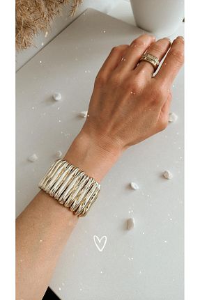 دستبند استیل (فولاد) زرد زنانه رودیوم Vip - کد 931463867