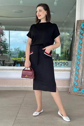 ست بالاتنه و پائین تنه مشکی زنانه بافت İnce Topuk - کد 931472700