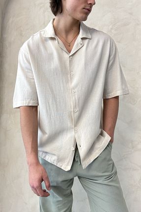پیراهن بژ مردانه اورسایز HYMAN - کد 931475321