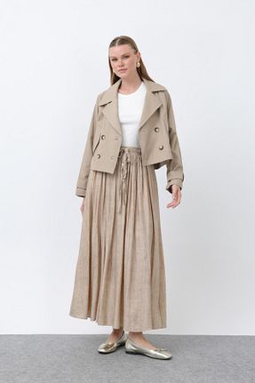 دامن بژ زنانه پنبه ای Puane - کد 929956394