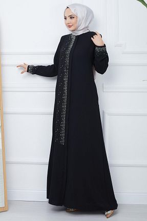 مانتو بلند حجاب مشکی زنانه hafsamina - کد 806345298