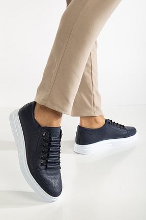 کفش اسنیکر سرمه ای مردانه چرم مصنوعی Zegeshoes - کد 921680720