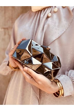 کیف مجلسی طوسی زنانه فلزی Çanta Trend - کد 931486744