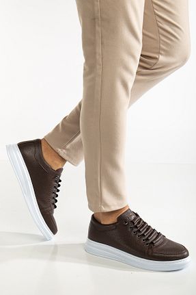 کفش اسنیکر قهوه ای مردانه چرم مصنوعی Zegeshoes - کد 922387086
