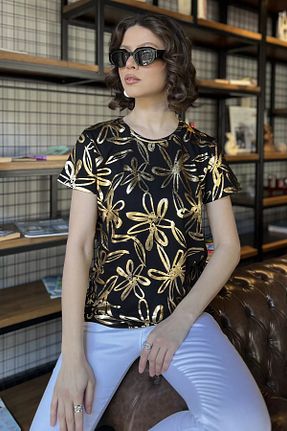 تیشرت مشکی زنانه رگولار GÜLSELİ - کد 931500048