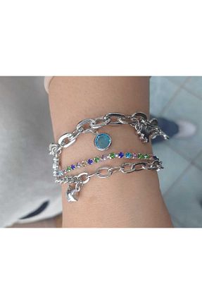 دستبند جواهر متالیک زنانه زیرکن ERASLAN - کد 931497502