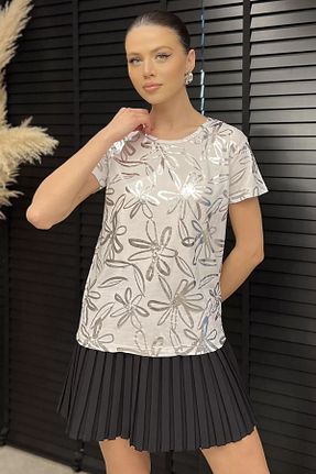 تیشرت سفید زنانه رگولار GÜLSELİ - کد 931500102