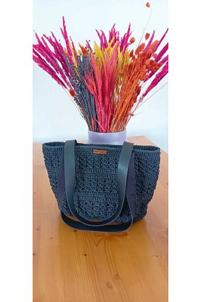 کیف دوشی مشکی زنانه حصیر BLUE ROSE BİJUTERİ - کد 931496116