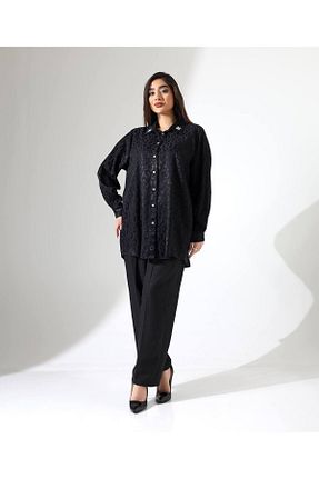 ست بالاتنه و پائین تنه سایز بزرگ مشکی زنانه فاق بلند Omka Moda - کد 931835761