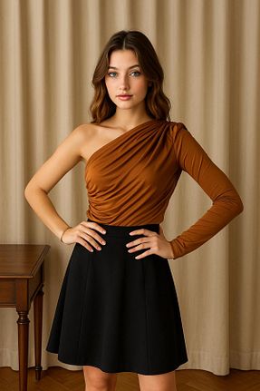 بلوز نارنجی زنانه ساده Genel Markalar - کد 895542314