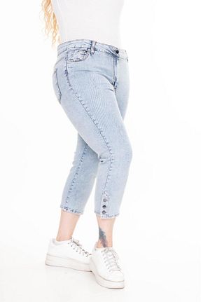 شلوارک و برمودا سایز بزرگ آبی زنانه فاق بلند EYLÜLXXL - کد 931540519