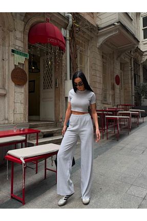 ست بالاتنه و پائین تنه طوسی زنانه پنبه ای novalook - کد 931570907