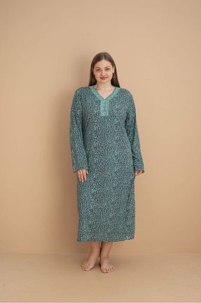 ست لباس راحتی سایز بزرگ سبز زنانه طرح دار Temporium - کد 931571567