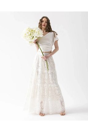 دامن سفید زنانه پارچه DragonFly Moda - کد 931582420