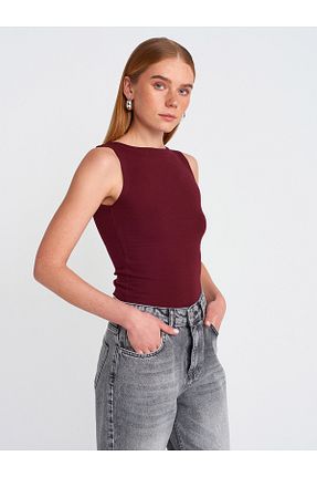 تیشرت زرشکی زنانه یقه قایقی Dilvin - کد 899921427