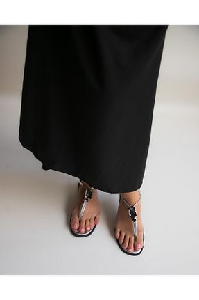 صندل متالیک زنانه پاشنه تخت PELİN