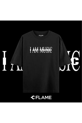 تیشرت مشکی زنانه اورسایز Flame Wear - کد 931605334