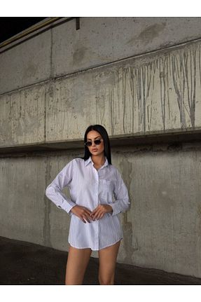 پیراهن سفید زنانه اورسایز ADENLİNA - کد 931647282