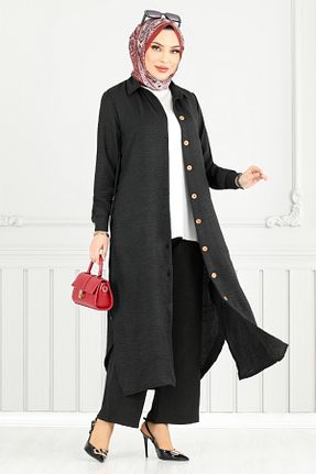 ست بالاتنه و پائین تنه مشکی زنانه بافتنی ModaMerve - کد 932186497