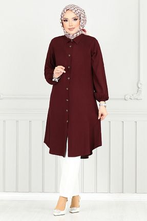 تونیک حجاب زرشکی زنانه ویسکون ModaMerve - کد 931674691