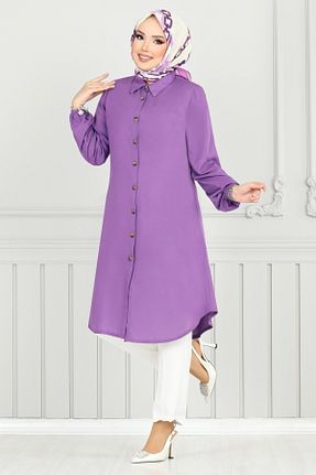 تونیک حجاب بنفش زنانه ویسکون ModaMerve - کد 931674714