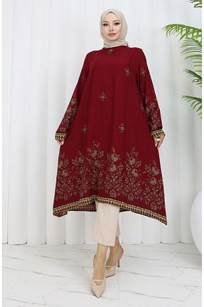 تونیک حجاب زرشکی زنانه بافتنی sefamerve - کد 932258863