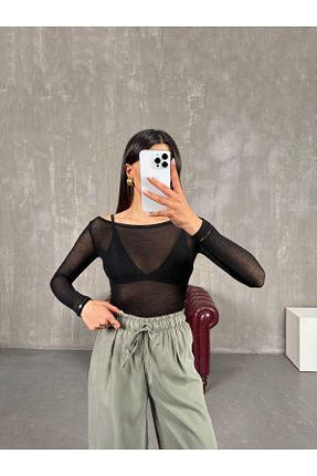 بلوز مشکی زنانه بافت دار Gaus - کد 931693694