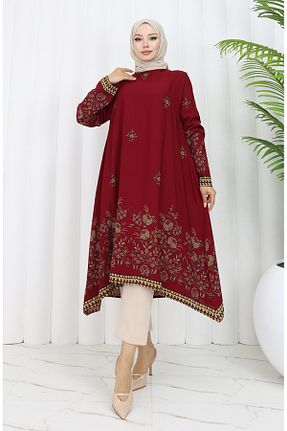تونیک حجاب زرشکی زنانه بافتنی sefamerve - کد 932258863