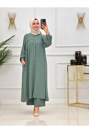 ست بالاتنه و پائین تنه حجاب سبز زنانه رگولار Enans Design - کد 931705348