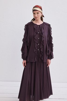 پیراهن بنفش زنانه رگولار KADRİYE BAŞTÜRK - کد 931737206